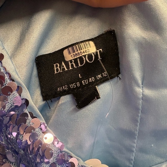 Bardot Nordstrom Blue One Shoulder Sequin Mini Dress Size Large - Picture 3 of 5